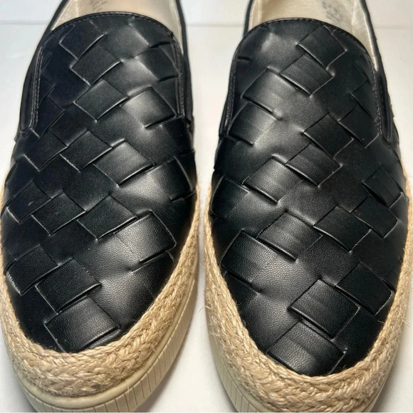 Franco Sarto Women's Hydee Slip On Shoe Size 10 Platform Flats Black Woven Vegan - Picture 7 of 13